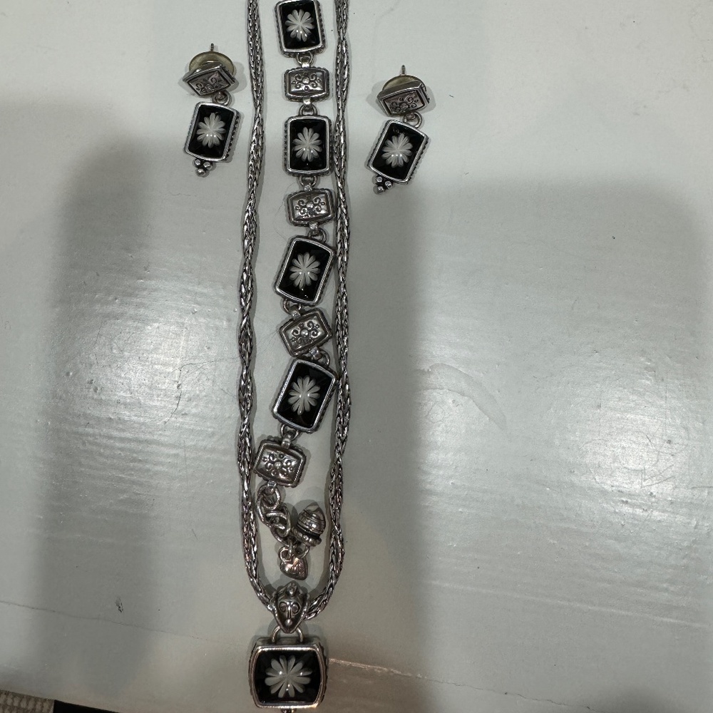 Brighton Silver and Black Daisy Set